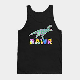 Dinosaur rawr retro (on purple pink) Tank Top